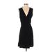 Ann Taylor Casual Dress - Wrap Plunge Sleeveless: Black Print Dresses - Women's Size Medium