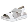 Riemchensandale REMONTE, Damen, Gr. 41, grau (weiß, hellgrau), Leder, sportlich, Schuhe, Sommerschuh, Sandalette, Keilabsatz, mit praktischem Gummizug