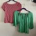Anthropologie Tops | Anthropologie Top Bundle 2 Green Bells Cutout Red White Stripe Eyelet T-Shirt S | Color: Green/Red | Size: S