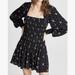 Free People Dresses | Free People Two Faces Floral Black Smocked Casual Dress Sz S | Color: Black/Orange | Size: S