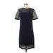 Rag & Bone Casual Dress - Shift Crew Neck Short sleeves: Blue Print Dresses - Women's Size X-Small