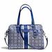 Coach Bags | Coach Signature Stripe Nancy Satchel Handbag Shoulder Bag Blue | Color: Blue/White | Size: Os