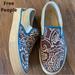 Free People Shoes | Free People Boho Paisley Brown Slip On Sneaker Shoe - 37 6.5 7 | Color: Blue/Brown | Size: 6.5