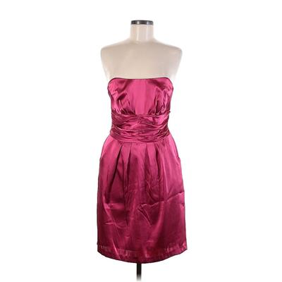 David's Bridal Cocktail Dress - Party Open Neckline Sleeveless: Burgundy Print Dresses - Women's Size 6