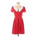 Sunny Girl Casual Dress - A-Line Scoop Neck Short sleeves: Red Print Dresses - Women's Size Medium