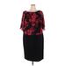 Connected Apparel Casual Dress - Shift: Black Floral Dresses - New - Women's Size 22