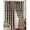 Fully Lined Curtain Ring Top Luxury Jacquard Heavy Rose Pattern Curtains With Tie backs (Silver, 90 x 105 Inch)