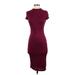 Popular 21 Casual Dress - Bodycon: Burgundy Solid Dresses - Women's Size Small