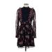 French Connection Casual Dress - A-Line Mock Long sleeves: Black Print Dresses - Women's Size 8