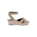Franco Sarto Wedges: Espadrille Platform Boho Chic Tan Print Shoes - Women's Size 6 1/2 - Open Toe