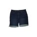 Croft & Barrow Denim Shorts: Blue Print Mid-Length Bottoms - Women's Size 8 - Dark Wash