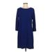 Laundry by Shelli Segal Casual Dress - Shift Crew Neck 3/4 sleeves: Blue Print Dresses - Women's Size 6