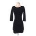 Charlotte Russe Cocktail Dress - Bodycon Scoop Neck 3/4 sleeves: Black Dresses - Women's Size Small