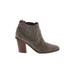 Nine West Ankle Boots: Chelsea Boots Chunky Heel Boho Chic Gray Print Shoes - Women's Size 8 1/2 - Almond Toe