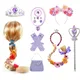 Ensemble d'accessoires de princesse Raiponce pour enfants gants baguette couronne bijoux