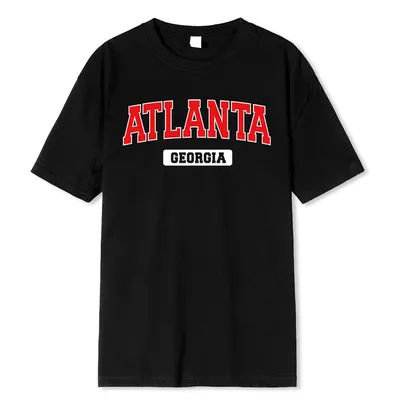 T-shirt surdimensionné imprimé de rue pour hommes hauts décontractés vêtements en coton Atlanta