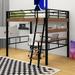 Mason & Marbles Gunyidi Metal Loft Bed w/ Built-in Desk, Storage Shelf & Ladder Metal in Black | 69.3 H x 70.1 W x 78.7 D in | Wayfair