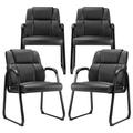 Ivy Bronx Kojiro Leather Stackable Conference Reception Chair Set w/ Padded Armrests Upholstered/Metal in Black/Brown | Wayfair