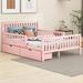 Harriet Bee Imarion Wood Platform Bed w/ Guardrails on Both Sides & Two Drawers Wood in Pink | 35.4 H x 57.5 W x 77.4 D in | Wayfair