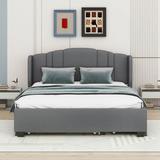 Red Barrel Studio® Jerid Panel Bed Upholstered/Linen in Gray | 43 H x 65 W x 86 D in | Wayfair B9CF4490CB2D4590B662C9639F86A466