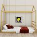 Harper Orchard Ballantine Metal Canopy Bed Metal in Yellow | 65 H x 62.2 W x 82.3 D in | Wayfair 23A2210C945D42EA8DB200935E4EBA88