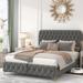 House of Hampton® Henal Platform Storage Bed Wood & /Upholstered/Velvet/Metal & /Metal in Brown/Gray | 44.2 H x 60 W x 83.3 D in | Wayfair