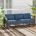 Latitude Run® Britta 76" Wide Aluminum Outdoor Sofa w/ Cushions Metal/Olefin Fabric Included in Gray/Blue | 31.5 H x 76 W x 26 D in | Wayfair