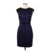 Cynthia Steffe Cocktail Dress - Sheath: Blue Jacquard Dresses - Women's Size 10