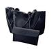 Women s Casual Handbag Large Tote Bag Retro PU Leather Shoulder Bag with Small Cosmetic Bag (Black)