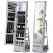 HBBOOMLIFE Â° Swivel Jewelry Cabinet with Lights Touch Screen Vanity Mirror Rotatable Full Length Mirror with Jewelry Standing Jewelry Armoire Organizer Foldable Makeup Black
