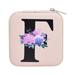 ZTTD Women s Jewelry Box Travel Jewelry Box English Alphabet Flower Jewelry Makeup Bag Gifts for Women Girls Pink