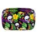 OWNTA Skull Tropical Pattern Cosmetic Storage Bag with Zipper - Lightweight Large Capacity Makeup Bag for Women - Includes Small Personalized Transparent Bag