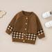 NIUREDLTD Baby Girl Boy Knit Cardigan Sweater Warm Pullover Tops Toddler Plaid Outerwear Jacket Coat Outfit Clothes