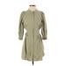 Zara Casual Dress - A-Line Mock 3/4 sleeves: Green Print Dresses - Women's Size Small