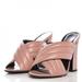 Gucci Shoes | Gucci Malaga Kid Webby Crossover High Heel Slide Sandals In Carmine Rose | Color: Pink | Size: 6