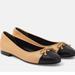 Tory Burch Shoes | New Tory Burch Bow-Detail Leather Ballet Flats | Color: Black/Cream | Size: 8