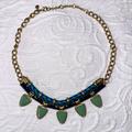 J. Crew Jewelry | J. Crew Statement Necklace Green Blue Gold Brass With J Crew Charm Nwot | Color: Blue/Green | Size: Os