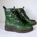 Michael Kors Shoes | Michael Kors Haskell Croc Combat Boots Moss Green Sz 6.5 Genuine Leather | Color: Green | Size: 6.5