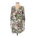 H&M Casual Dress - Mini V-Neck 3/4 sleeves: Ivory Tropical Dresses - Women's Size 2