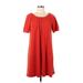 TeXTURE & THREAD Madewell Casual Dress - A-Line Scoop Neck Short sleeves: Red Print Dresses - Women's Size Large