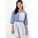American Eagle Outfitters Dresses | American Eagle Blue Pin-Striped Collared 3-Quarter Sleeve Mini Dress (Large) | Color: Blue/White | Size: L
