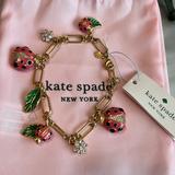 Kate Spade Jewelry | Kate Spade Ladybug Charm Bracelet Pink Multi Dust Bag Included - Great Gift! | Color: Gold/Pink | Size: Os