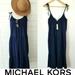 Michael Kors Dresses | Michael Kors Women's Blue Midi Sundress Spaghetti Straps Adjust Ties Casual Nwt | Color: Blue | Size: M