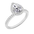 ALLORYA IGI Certified Halo Ring with 1.30 ctw, Pear 1.00 ct & Round 0.30 ct Lab-Grown White Diamond in 925 Sterling Silver Size 9