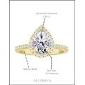 ALLORYA IGI Certified Halo Ring with 1.30 ctw, Pear 1.00 ct & Round 0.30 ct Lab-Grown White Diamond in 18K Solid Yellow Gold Size 9