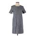 Lilla P Casual Dress - Shift High Neck Short sleeves: Gray Marled Dresses - Women's Size Small