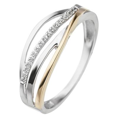 Goldring JOBO Fingerringe Gr. 56, Gelbgold 333-Weißgold 333, goldfarben (gelbgold 333) Damen 333 Gold bicolor mit Zirkonia