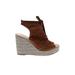 Carmen Saiz Wedges: Brown Print Shoes - Women's Size 40 - Open Toe