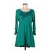 Style&Co Casual Dress - A-Line Scoop Neck 3/4 sleeves: Green Dresses - Women's Size Medium