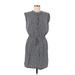 Ann Taylor LOFT Casual Dress - Shirtdress Crew Neck Sleeveless: Gray Dresses - Women's Size Medium